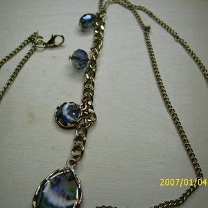 Timeless Long Gold Chain Accented Gem & Abalone